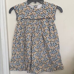 Girls Cotton Floral Dress in Blue and Brown